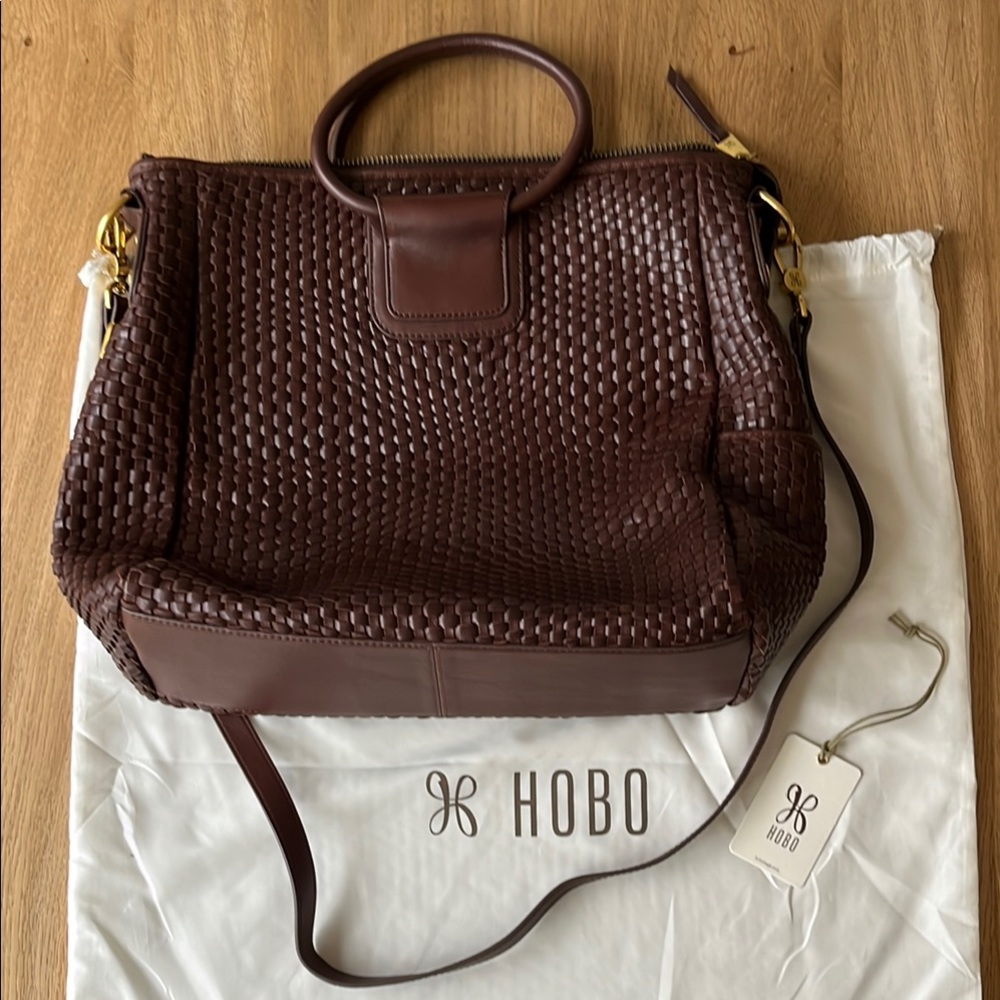 Hobo Brown Woven Leather Bag